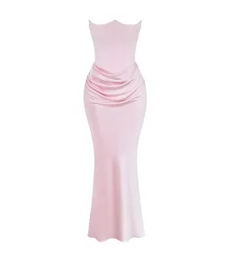 House of CB Persephone Strapless Corse Maxi Dress in Rose Shadow Size AU 8 for rent on The Volte - image 5