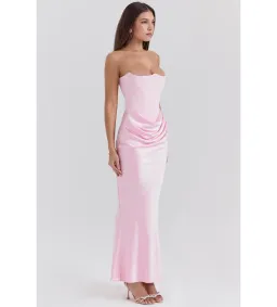 House of CB Persephone Strapless Corse Maxi Dress in Rose Shadow Size AU 8 for rent on The Volte - image 2