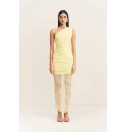 Shona Joy Martine Lace Gathered Dress Sherbet Yellow Size AU 8 for rent on The Volte - image 1