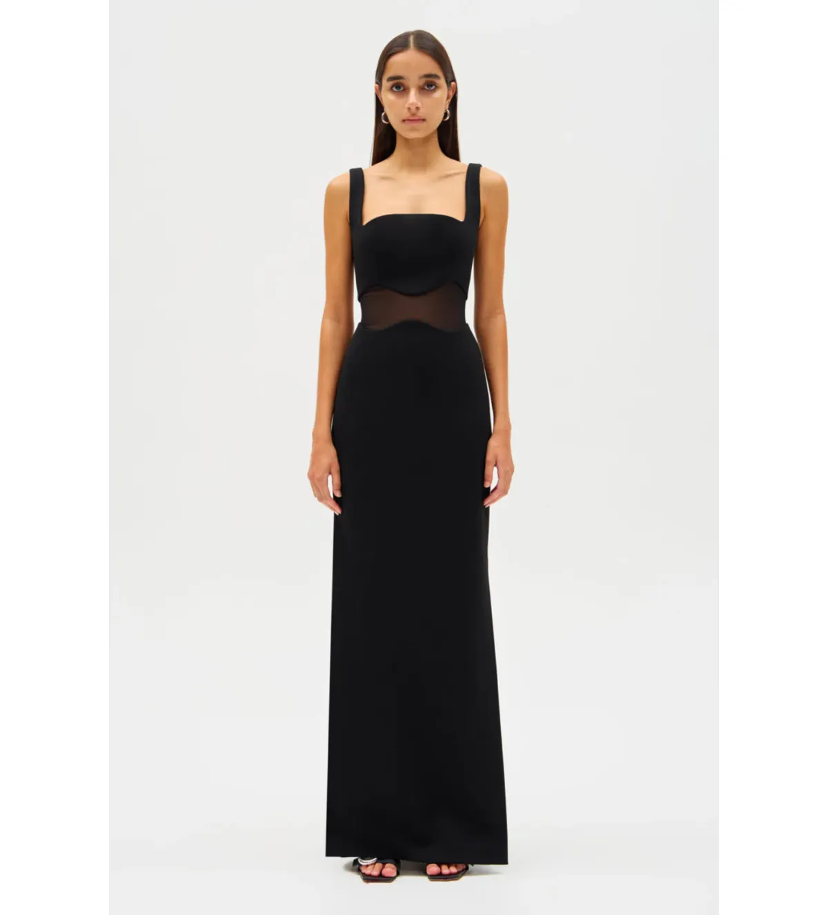 MISHA Damita Crepe & Mesh Maxi Dress Black Size 8/S - Image 1