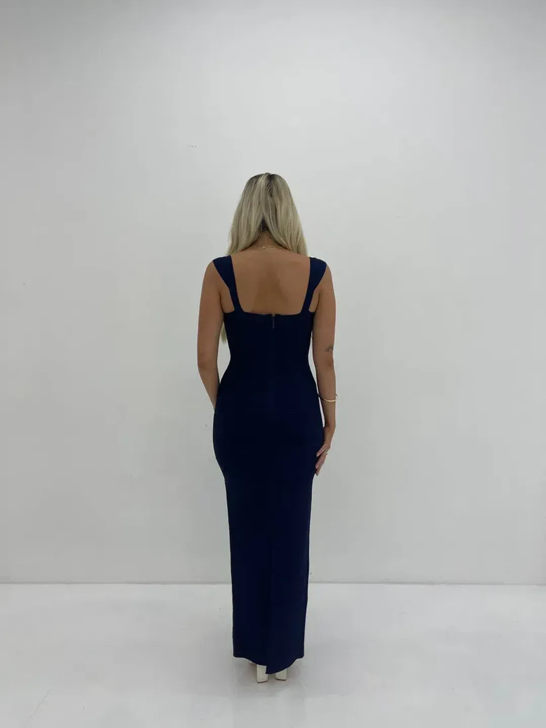 Herve Leger Navy Sweetheart Gown Maxi Size AU 8 for rent on The Volte - main image