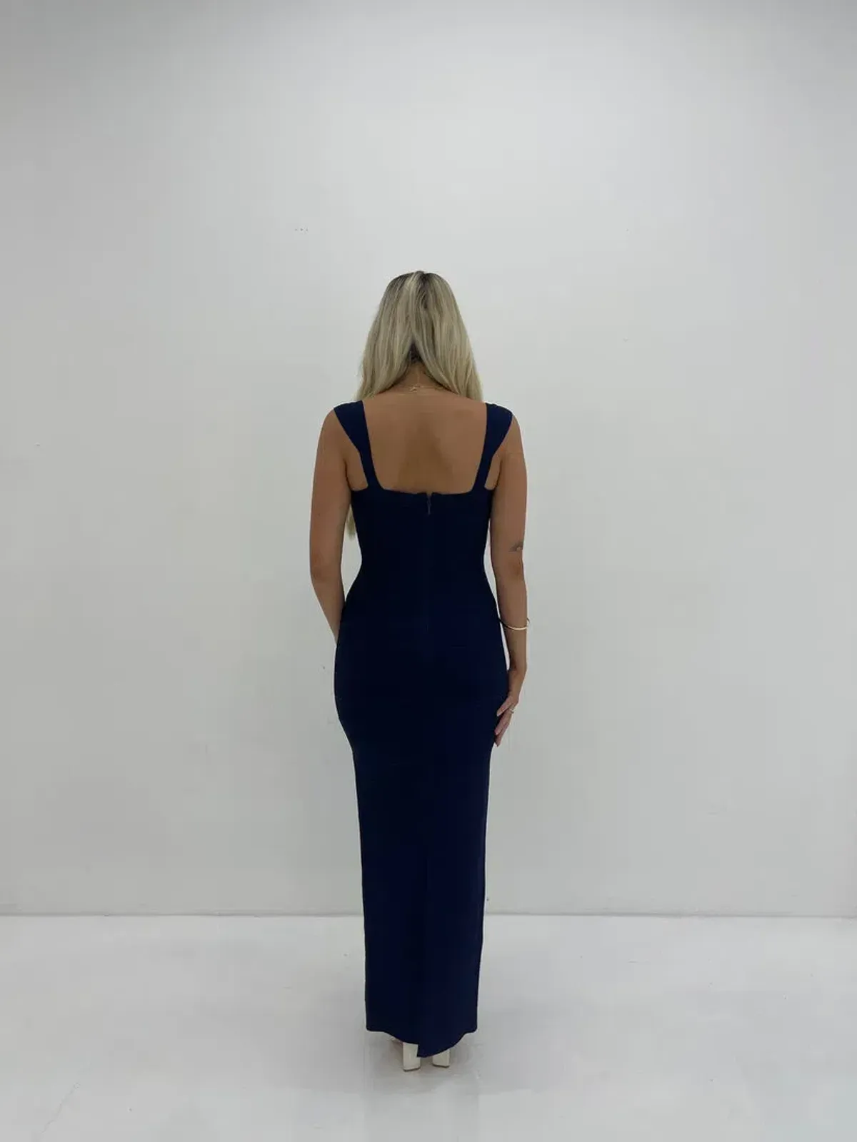 Herve Leger Navy Sweetheart Gown Maxi Size AU 12 - Image 3