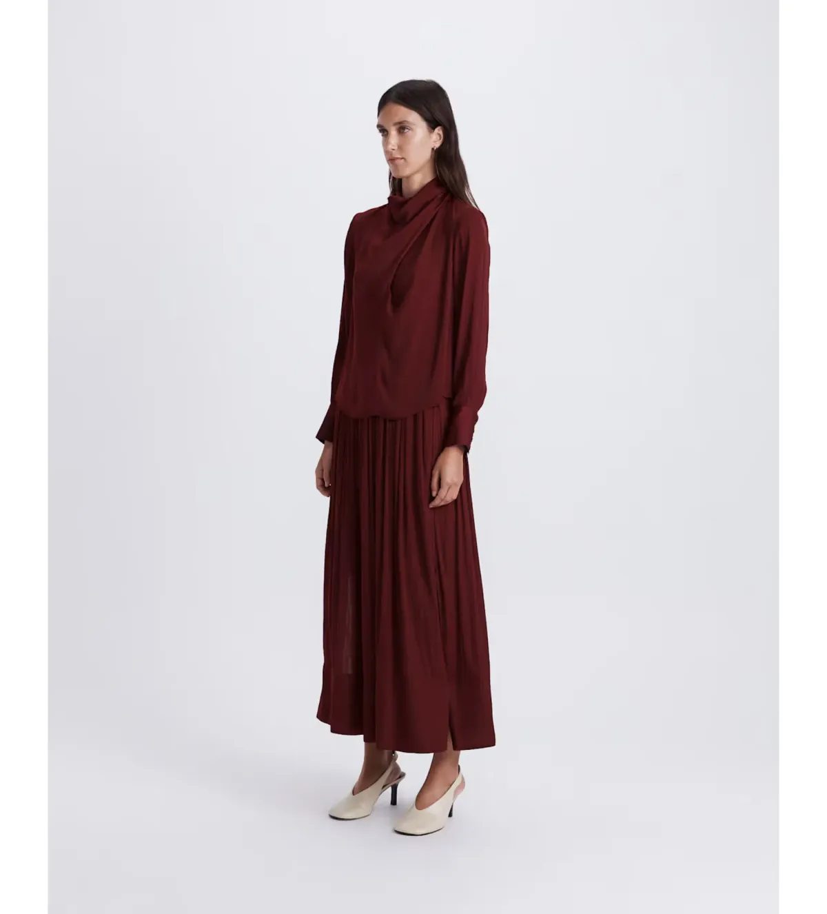 Saba Lillian Long Sleeve Drape Neck Top Berry Size XXS/AU 6 - Image 2