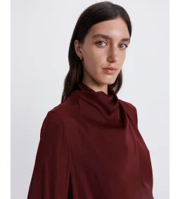 Saba Lillian Long Sleeve Drape Neck Top Berry Size XXS/AU 6 for rent on The Volte - image 4