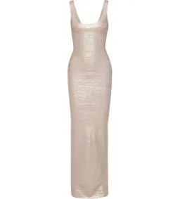 Herve Leger Ellen Bandage Gown Rose Gold Size XS/AU 6 for rent on The Volte - image 4