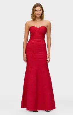 Herve Leger The Sara Maxi Gown Lisptick Red Size XS / Size AU 6 for rent on The Volte - image 1