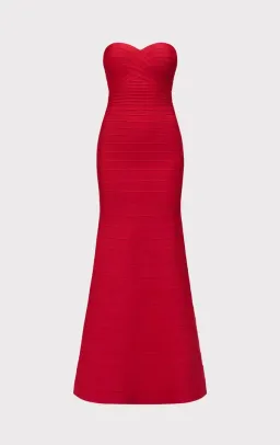 Herve Leger The Sara Maxi Gown Lisptick Red Size XS / Size AU 6 for rent on The Volte - image 6