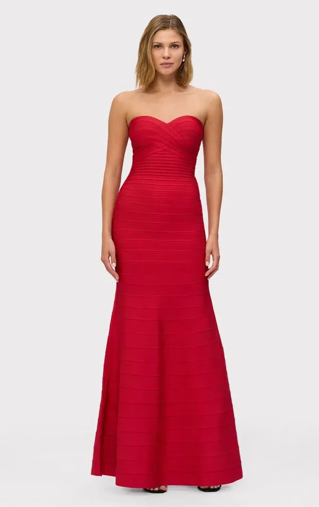 Herve Leger The Sara Maxi Gown Lisptick Red Size S / Size AU 8 for rent on The Volte - main image