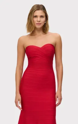 Herve Leger The Sara Maxi Gown Lisptick Red Size S / Size AU 8 for rent on The Volte - image 2
