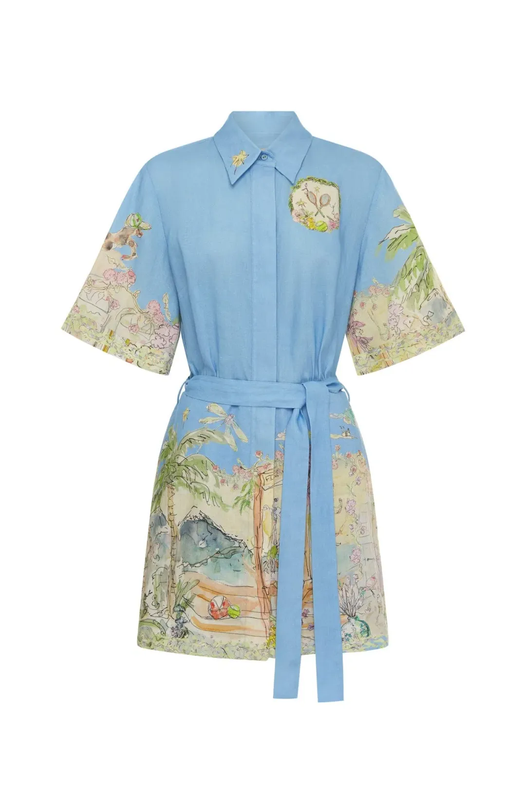 Alemais Anouk Mini Dress Blue Print Size 10 for rent on The Volte - main image