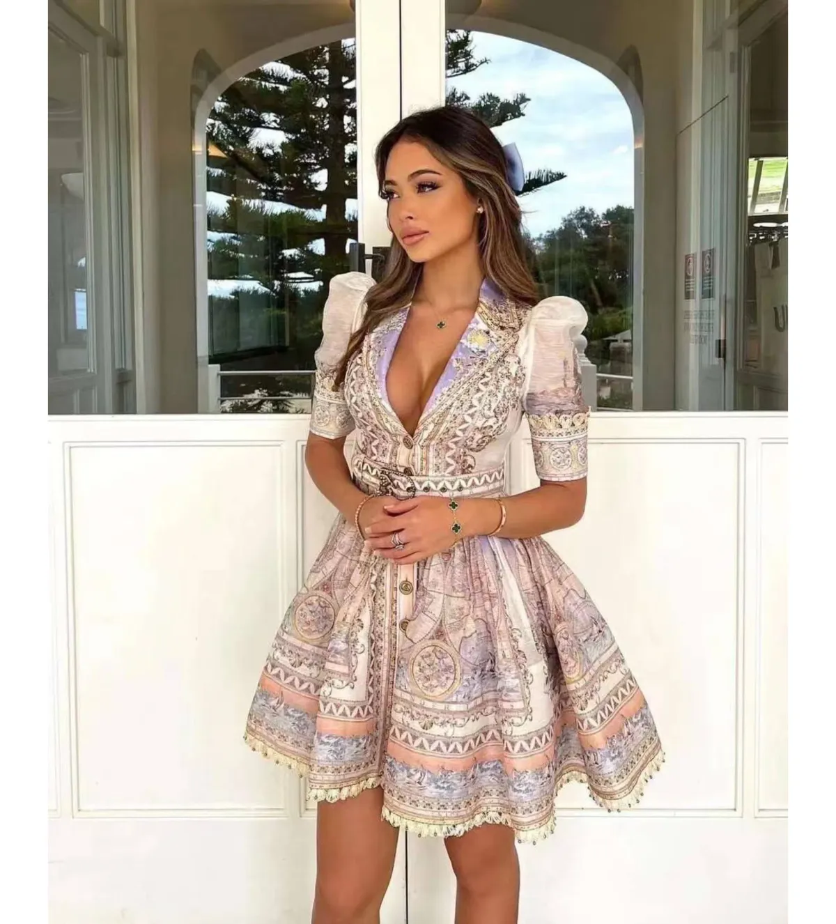Zimmermann High Tide Mini Shirt Dress in Odyssey Print Size 2/AU 12 - Image 1