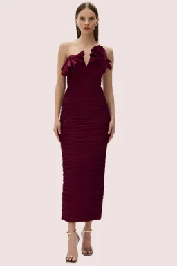 Rachel Gilbert Jensen Maxi Dress Merlot Size 8 for rent on The Volte - image 1