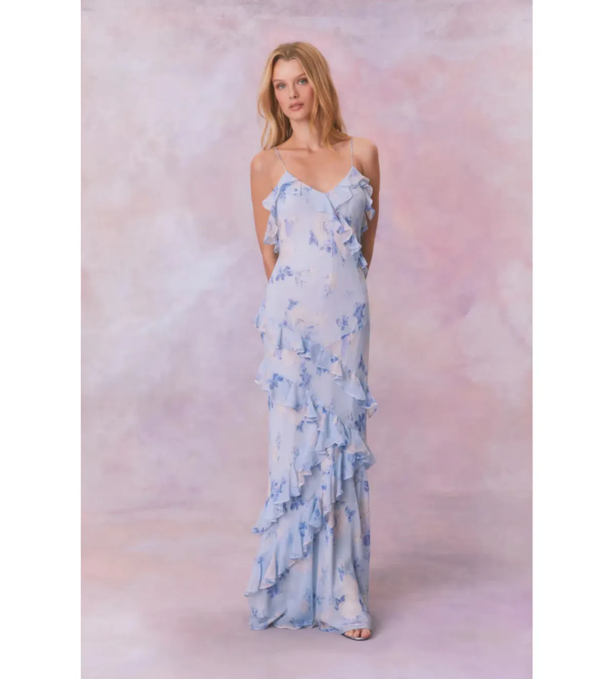 LoveShackFancy Rialto Maxi dress Blue Whisper Size US2/ AU 6 for rent on The Volte - main image