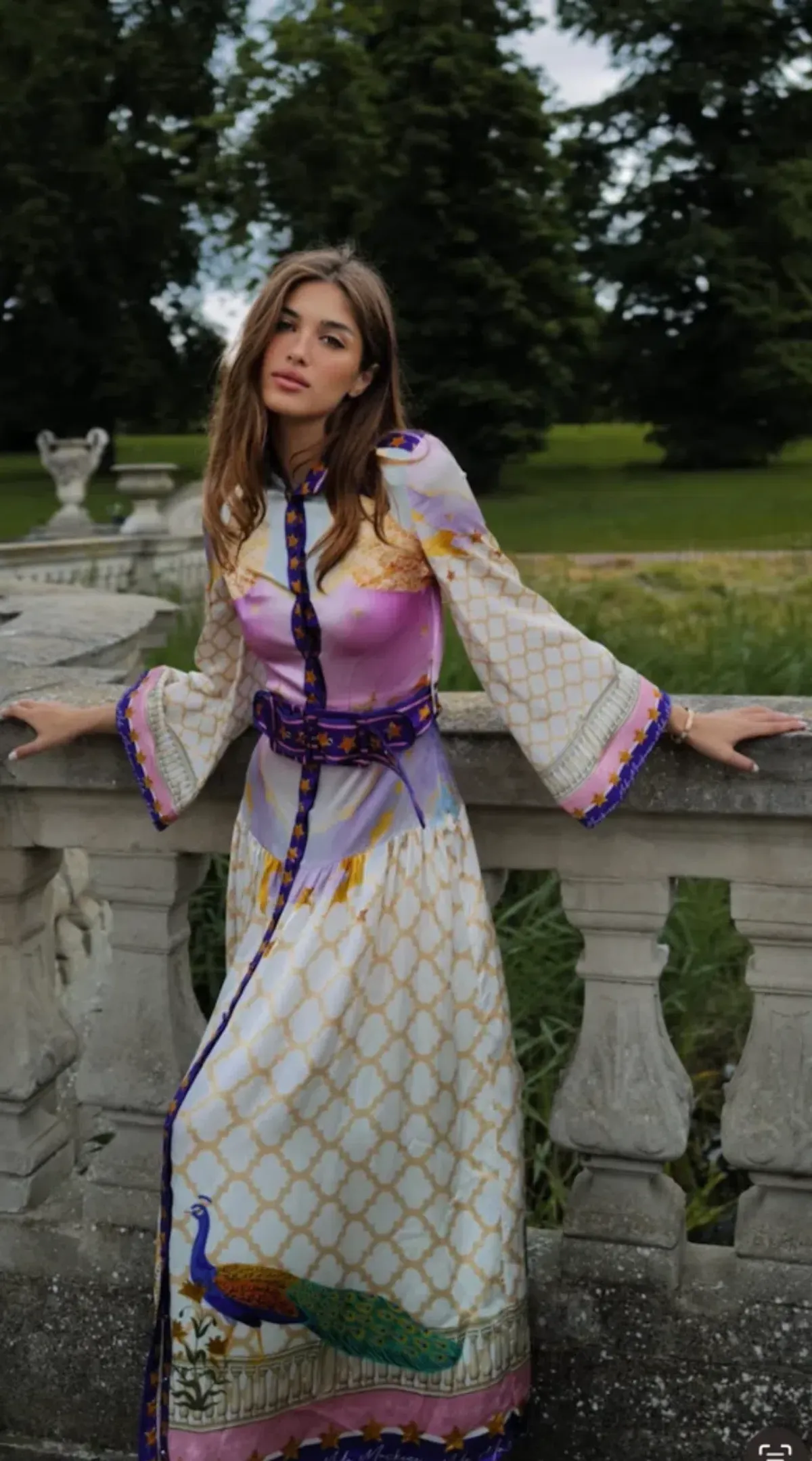 Mackenzie Mode Moonlight Silk Maxi Dress Print Size AU 16 - Image 4