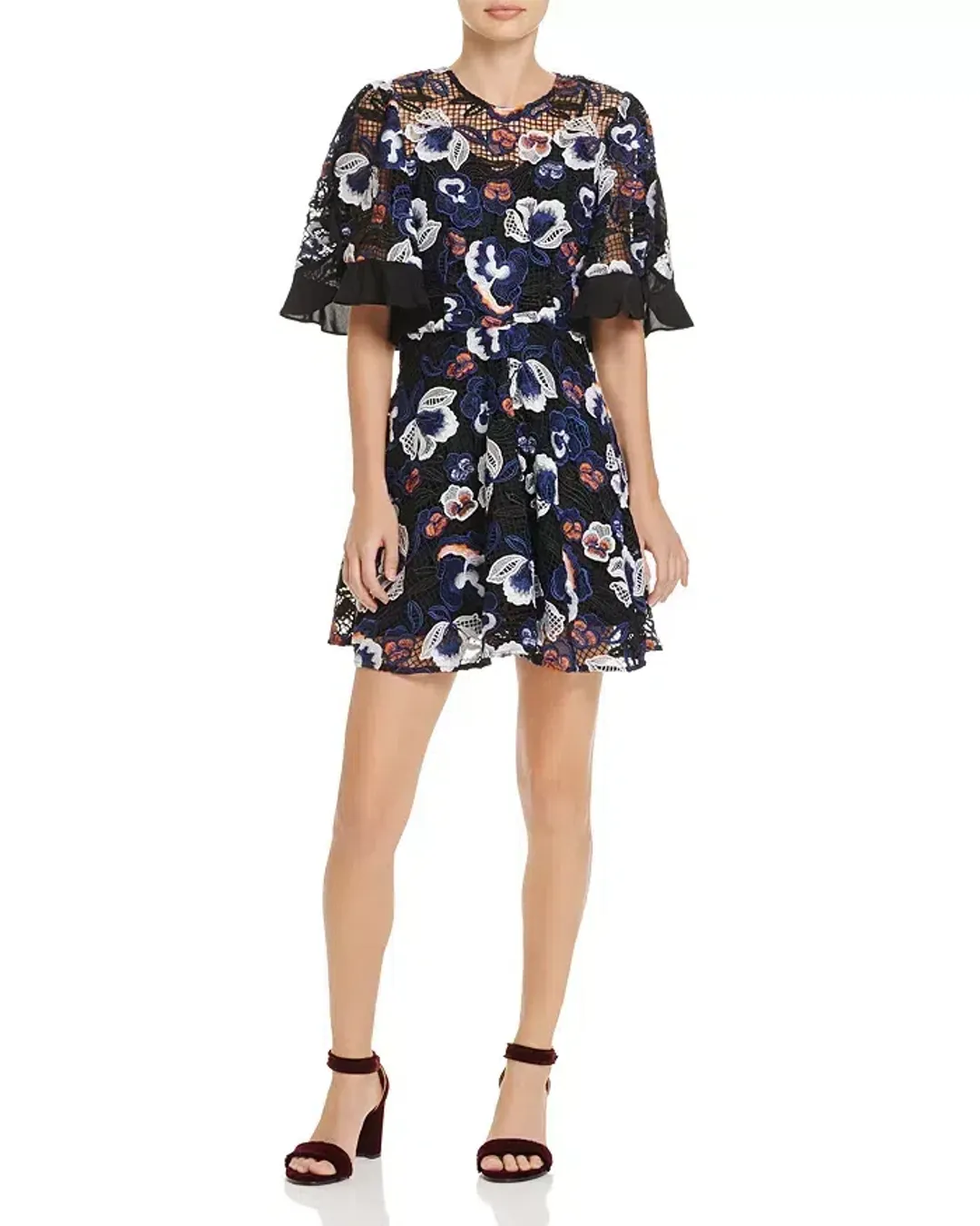 Talulah Estee Multi Lace Mini Dress Print Size 8 for rent on The Volte - main image