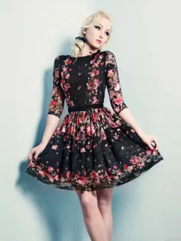Wheels & Dollbaby French Holiday Floral Lace Dress in Black AU 10 / M for rent on The Volte - image 1