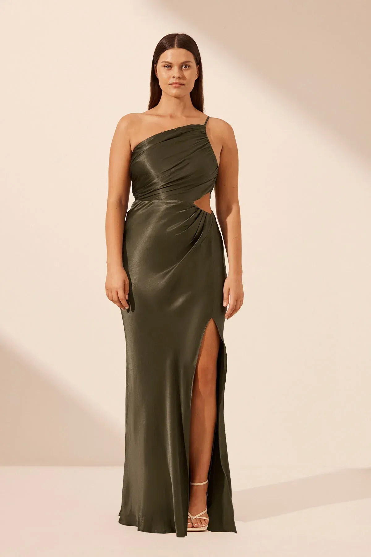 Shona Joy La Lune Gathered Maxi Dress Forest Green Size 14 for rent on The Volte - main image