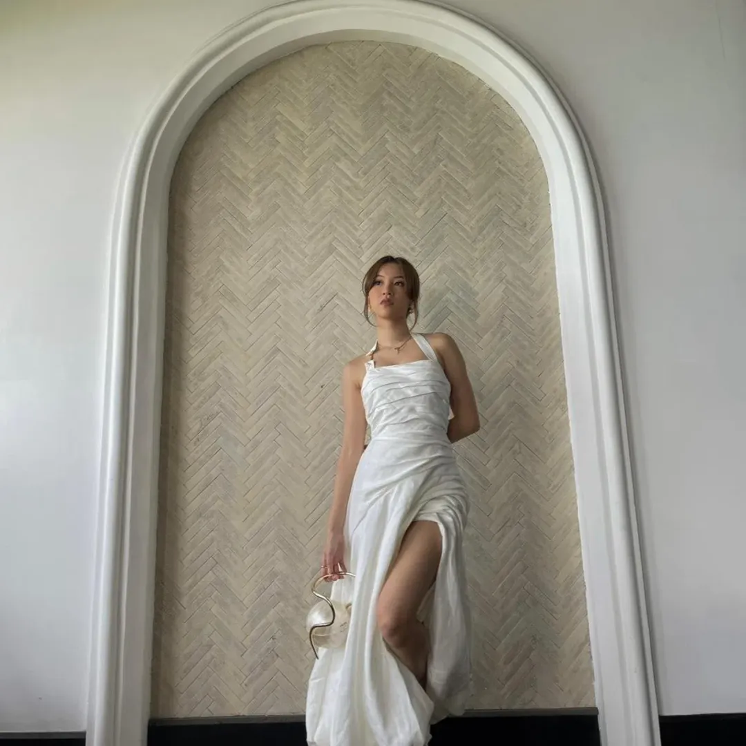 Aje Mika Draped Split Maxi Dress for rent on The Volte - main image