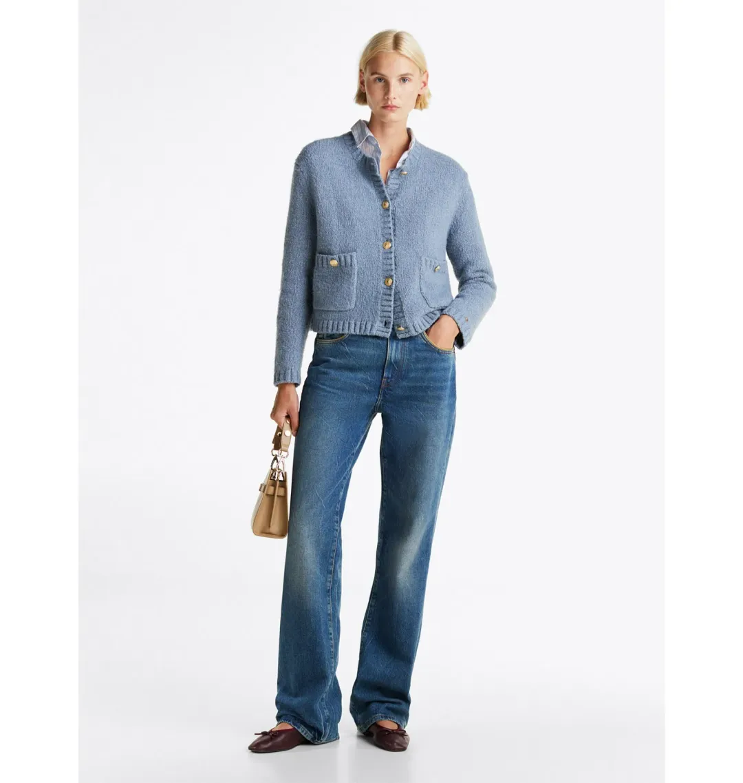 Tommy Hilfiger Gold-Tone Button Textured Cardigan Blue Size M/Au 10 for rent on The Volte - main image