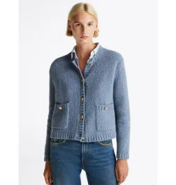 Tommy Hilfiger Gold-Tone Button Textured Cardigan Blue Size M/Au 10 for rent on The Volte - image 3