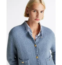 Tommy Hilfiger Gold-Tone Button Textured Cardigan Blue Size M/Au 10 for rent on The Volte - image 2