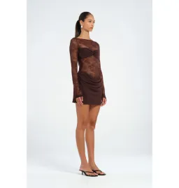 Benni Oskar Mini Dress Brown Size AU 6 for rent on The Volte - image 2