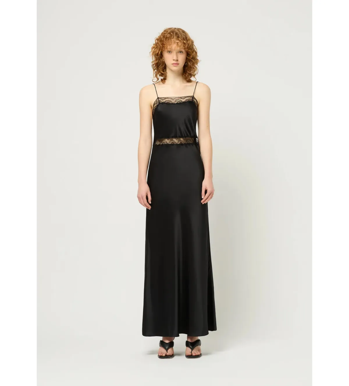 Maison Essentiele Lace Trimmed Maxi Dress in Black Size S / AU 8 for rent on The Volte - main image