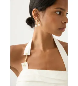 Aje Mika Draped Split Maxi Dress Cream Size 10 for rent on The Volte - image 2
