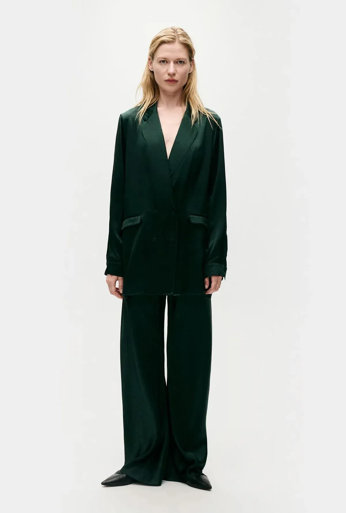 Silk Laundry Bias Cut Pants Scarab Green Size AU 8 - Image 1