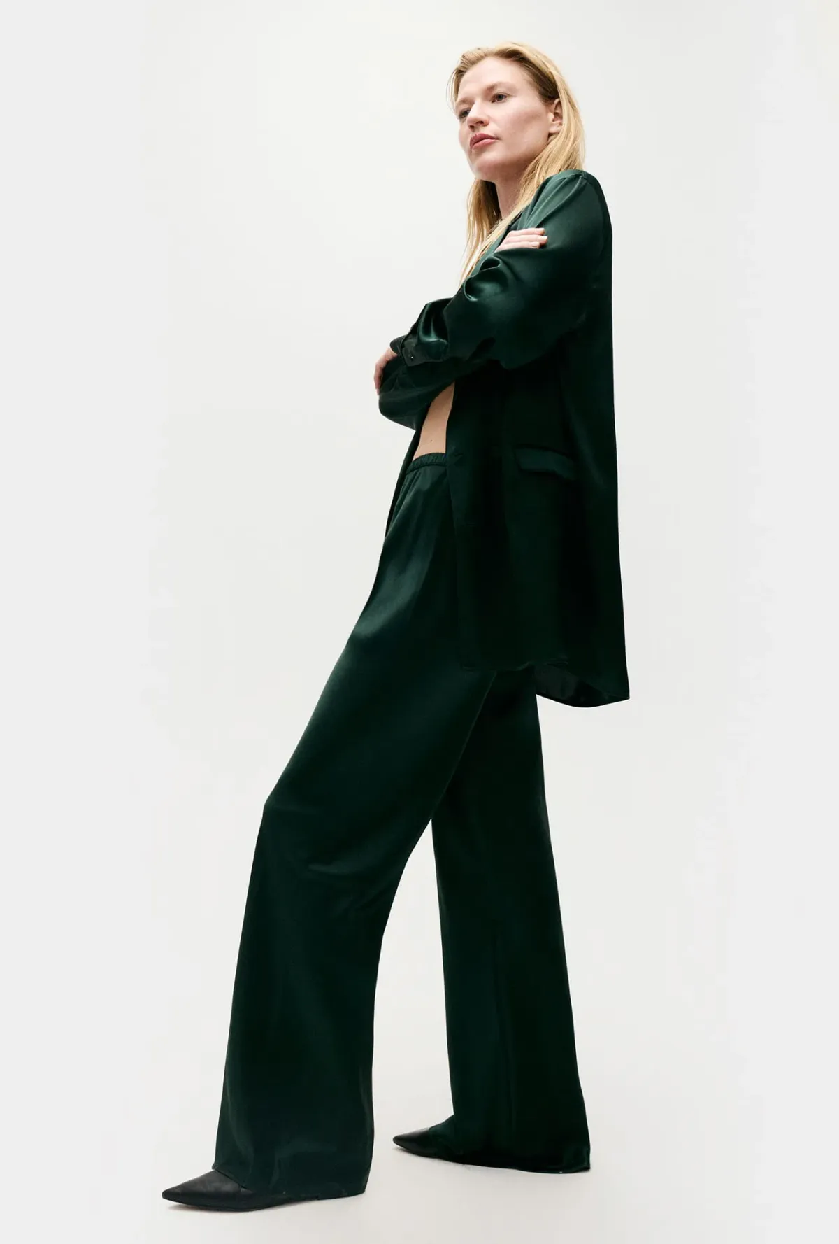 Silk Laundry Bias Cut Pants Scarab Green Size AU 8 - Image 2
