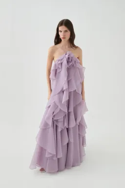 Aje Pandorea Layered Maxi Dress in Lilac Size 12 for rent on The Volte - image 2