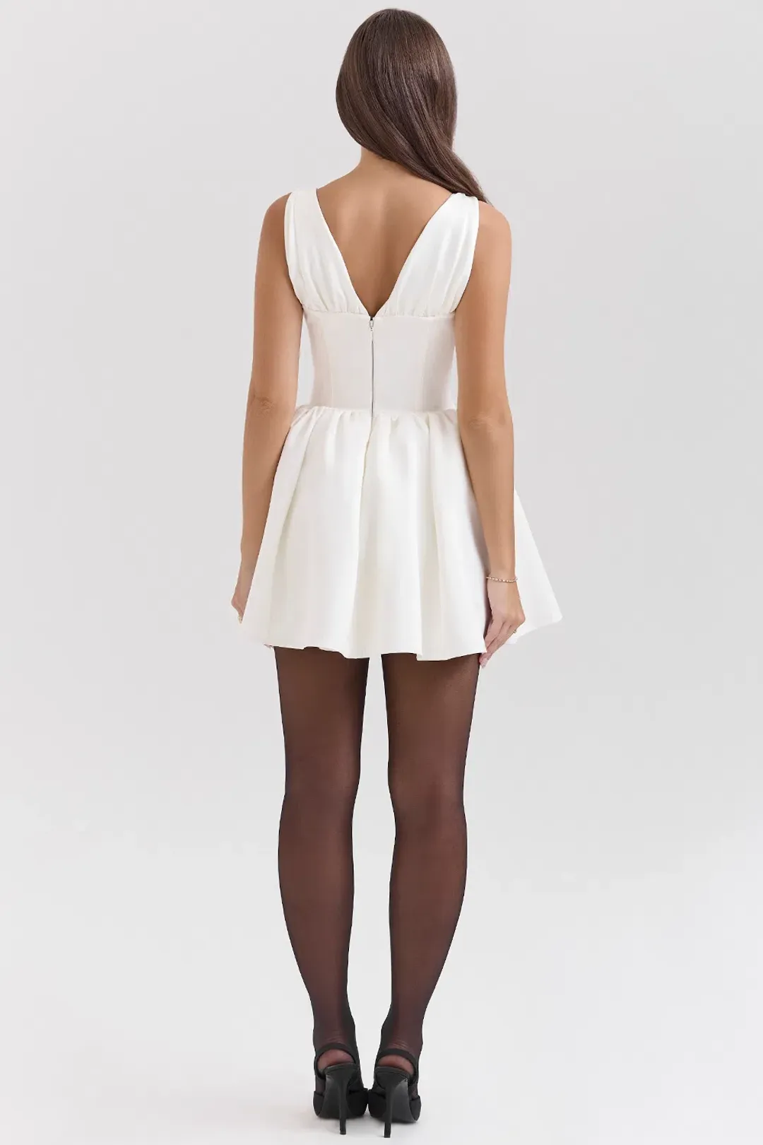 House Of Cb Emmeliette Satin Mini Dress Ivory Size S/au 8 for rent on The Volte - main image
