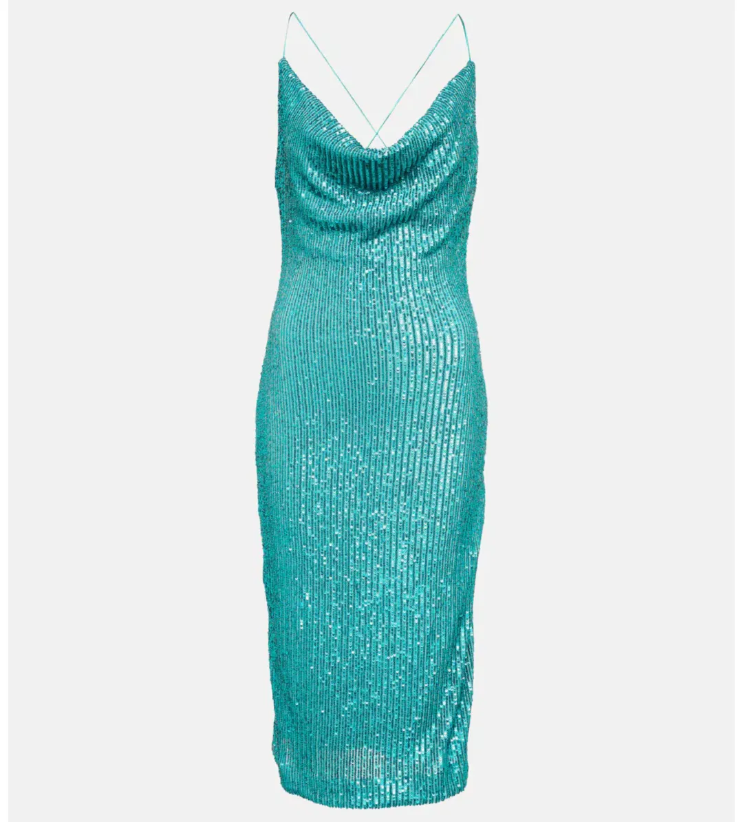 Rebecca Vallance Missing Hours Sequin Midi Dress Turquoise Size AU 6 for rent on The Volte - main image