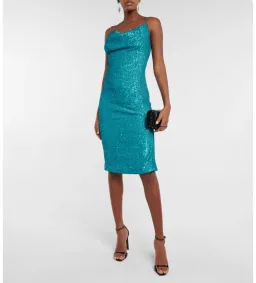 Rebecca Vallance Missing Hours Sequin Midi Dress Turquoise Size AU 6 for rent on The Volte - image 2