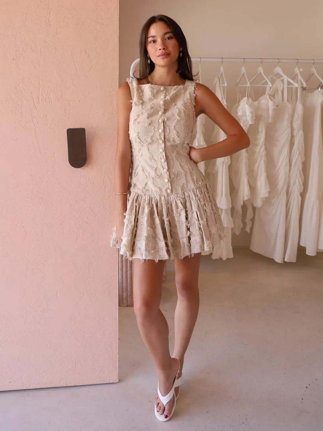 Roame Basil Mini Dress In Dandelion Size 10 for rent on The Volte - main image