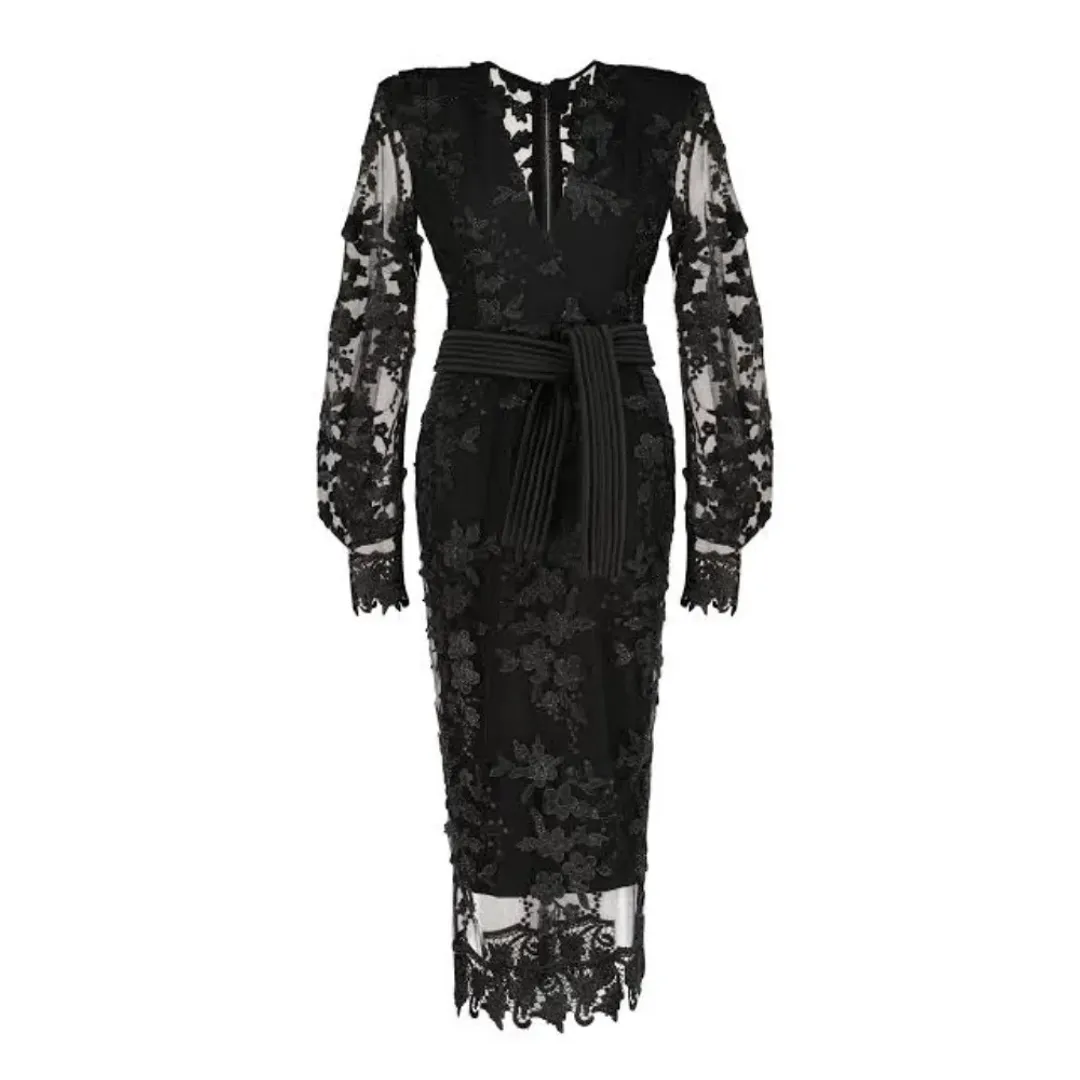 Zhivago The Black Parade Lace Formal Party Midi Dress Small S / Size 10 for rent on The Volte - main image