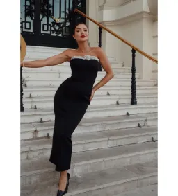 Rachel Gilbert Lorna Midi Dress in Black Size 2/AU10 for rent on The Volte - image 1