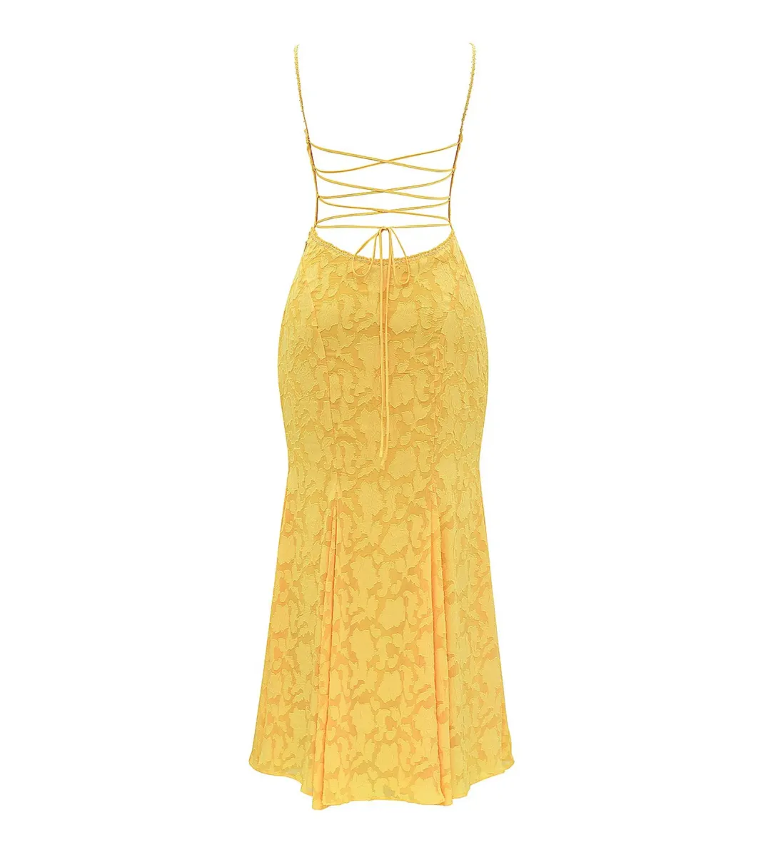 House of CB Joan Lace Up Back Maxi Dress Apricot Size XS/AU 6 for rent on The Volte - main image