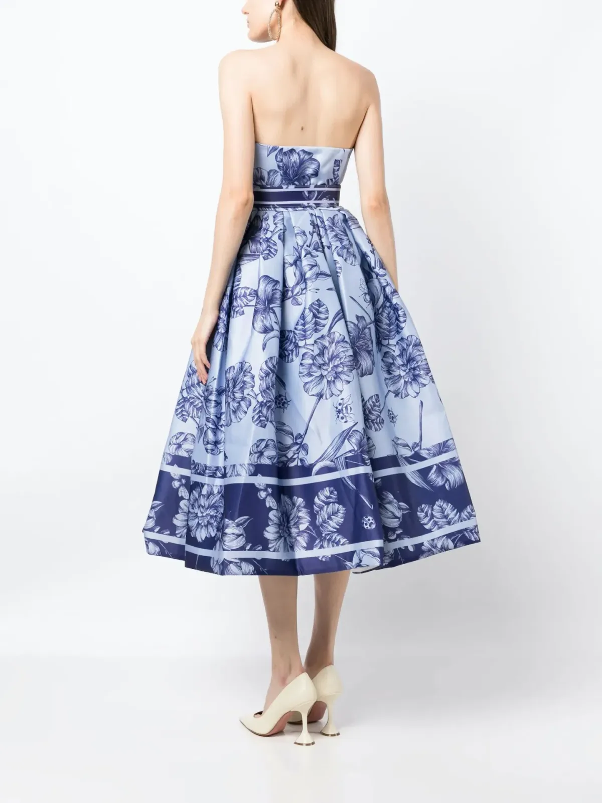 Leo Lin Norine Bustier Midi Dress Harmony Print in Hyacinth Size AU 6 - Image 3