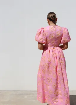 Isabella Longginou Peony Puff Sleeve Dress Midi Size AU 14 for rent on The Volte - image 4