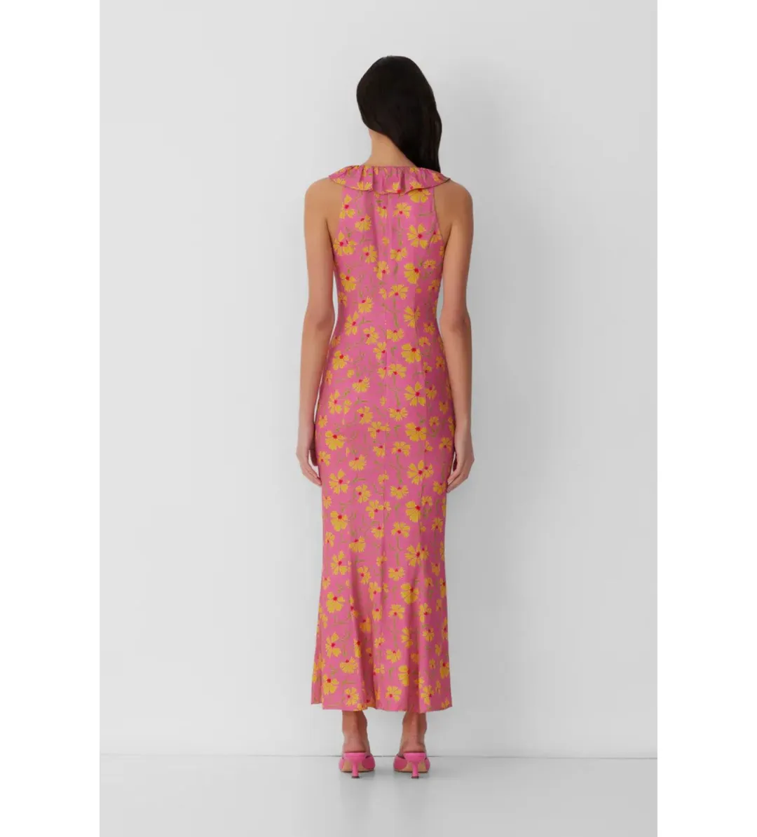 The Wolf Gang Circe Ruffle Maxi Dress Candy Floral Size AU 6 for rent on The Volte - main image
