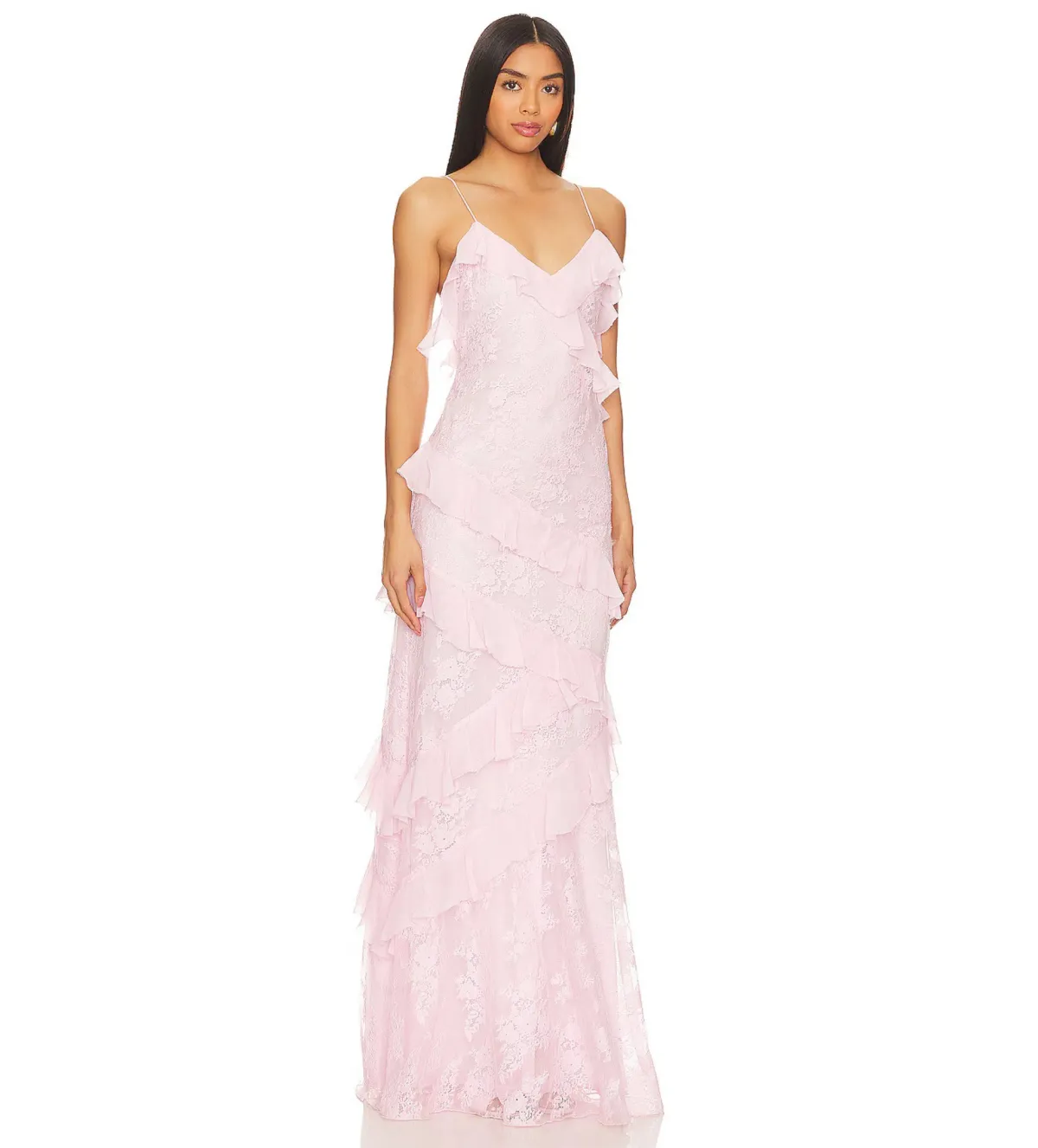 LoveShackFancy Rialto Floral Chiffon Maxi Dress Rose Latte Size AU 8 - Image 2