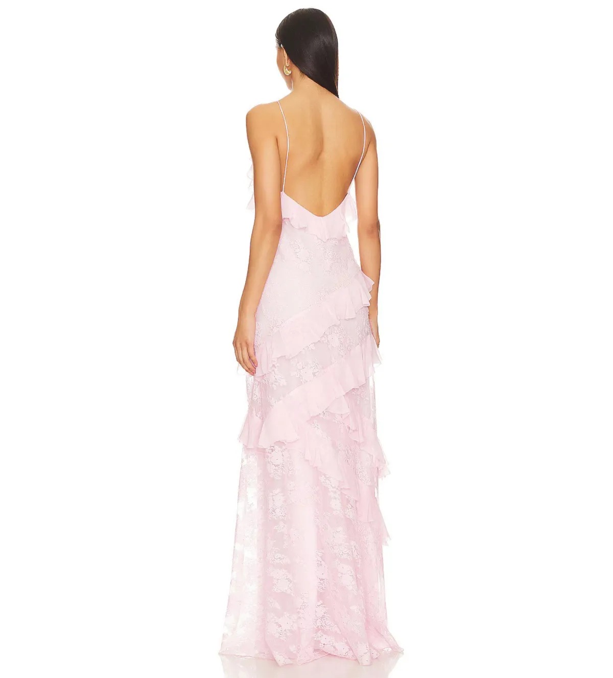 LoveShackFancy Rialto Floral Chiffon Maxi Dress Rose Latte Size AU 8 - Image 3
