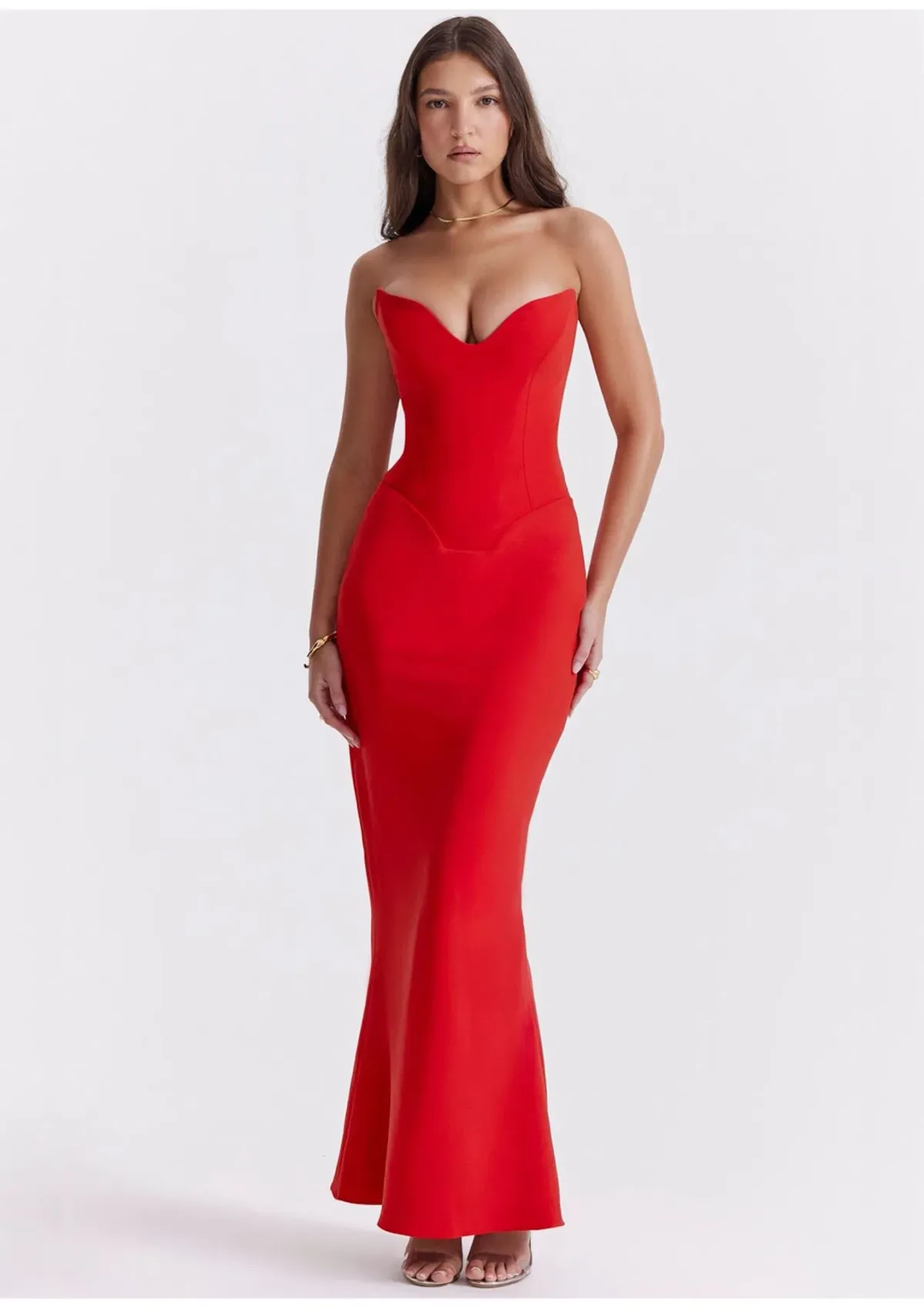 House of CB Tamara Strapless Maxi Dress Cherry Red Size XS / AU 6 - Image 2