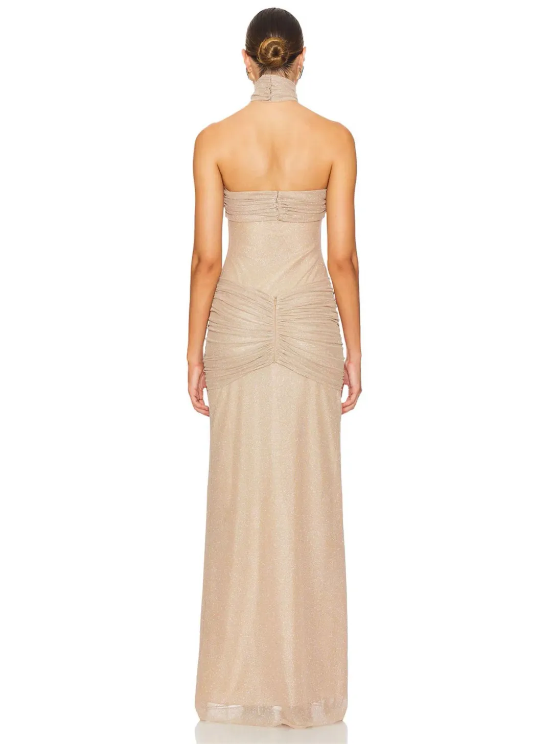 Mirror Palais Starlite Glitter Mesh Maxi Dress Diamond Sand Size S / Size AU 8 for rent on The Volte - main image