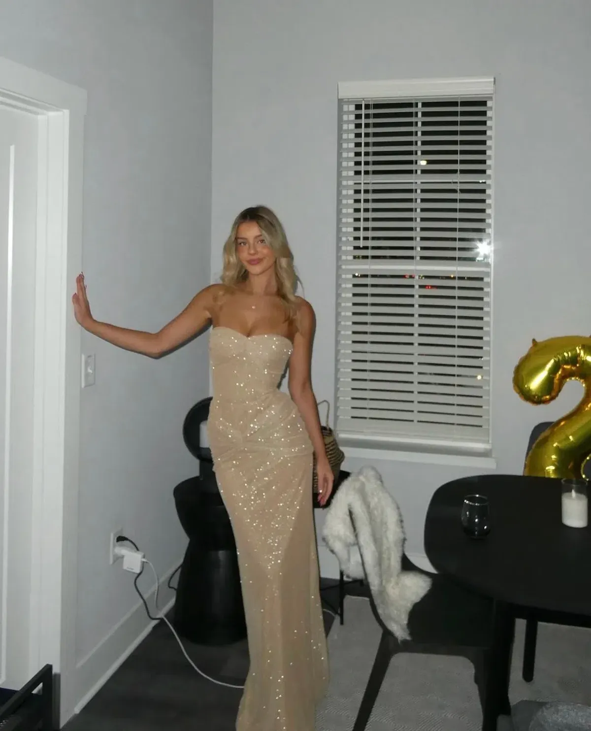 Mirror Palais Starlite Glitter Mesh Dress Diamond Sand Size XS / AU 6 - Image 5