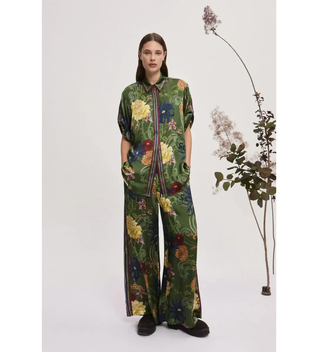 Alemais Avery Silk Shirt & Pant Set Size 10 for rent on The Volte - main image