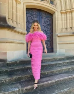 Rachel Gilbert Zion Midi Dress in Pink Size 4 / AU 14 for rent on The Volte - image 1