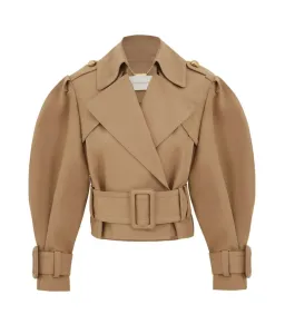 Zimmermann Crush Cropped Trench Coat in Khaki Size 0 / AU 8 for rent on The Volte - image 4