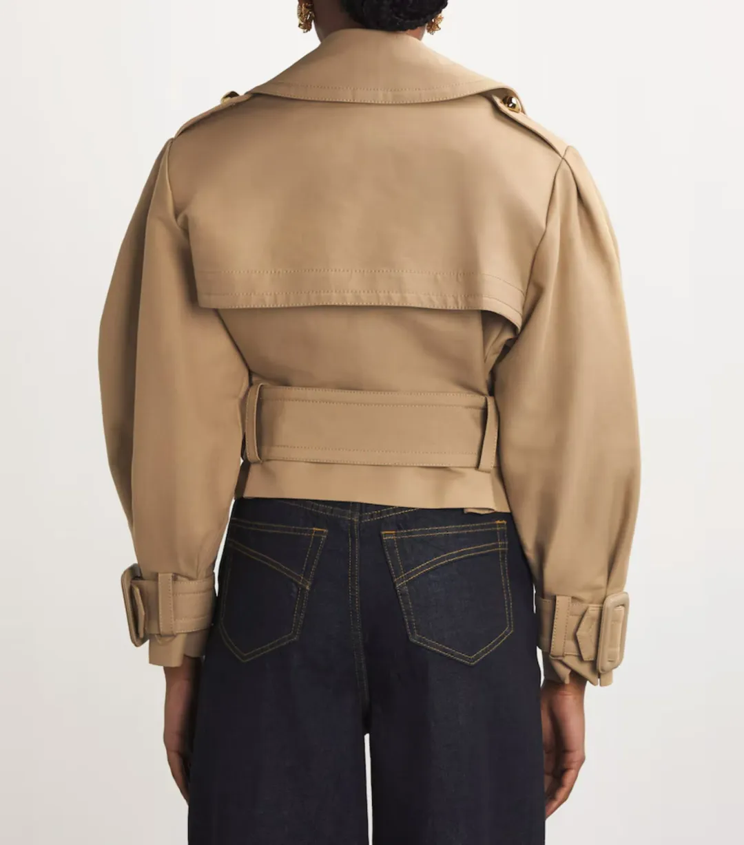 Zimmermann Crush Cropped Trench Coat in Khaki Size 0 / AU 8 for rent on The Volte - main image